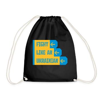 fight like ukrainians quote - Drawstring Bag - black - Front
