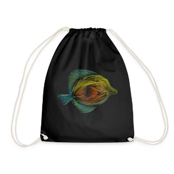 Bunter Fisch - Turnbeutel - Schwarz - Vorne