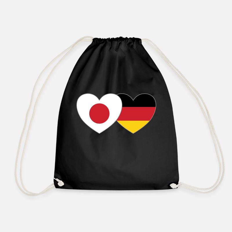Japan Deutschland Flagge Herz - Turnbeutel - Schwarz