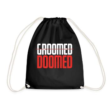 Groomed Doomed Groom Wedding Pun - Drawstring Bag - black - Front
