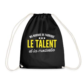 talent et modestie / citation humour - Sac de sport léger - noir - Devant