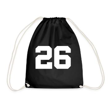 Number 26 - Drawstring Bag - black - Front