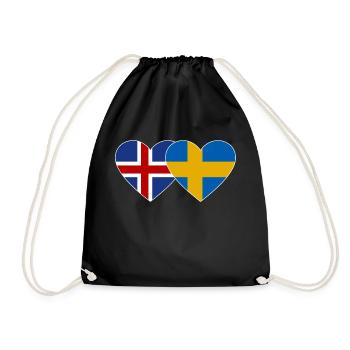 Islande Suède Flag Coeur - Sac de sport léger - noir - Devant