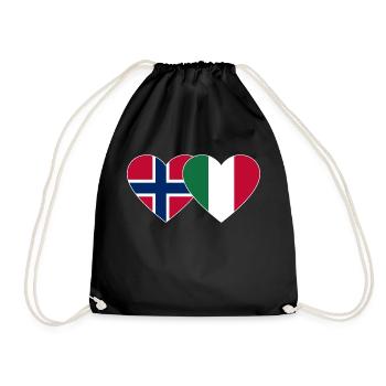 Norvège Italie Flag Coeur - Sac de sport léger - noir - Devant