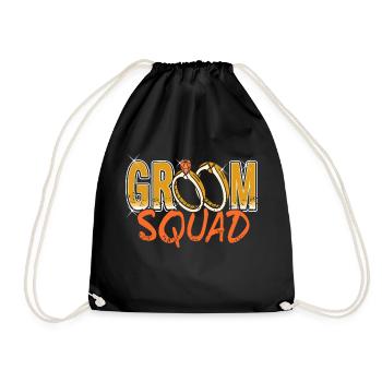 Groom Squad Retro Vegas Bachelor Party Designs - Drawstring Bag - black - Front