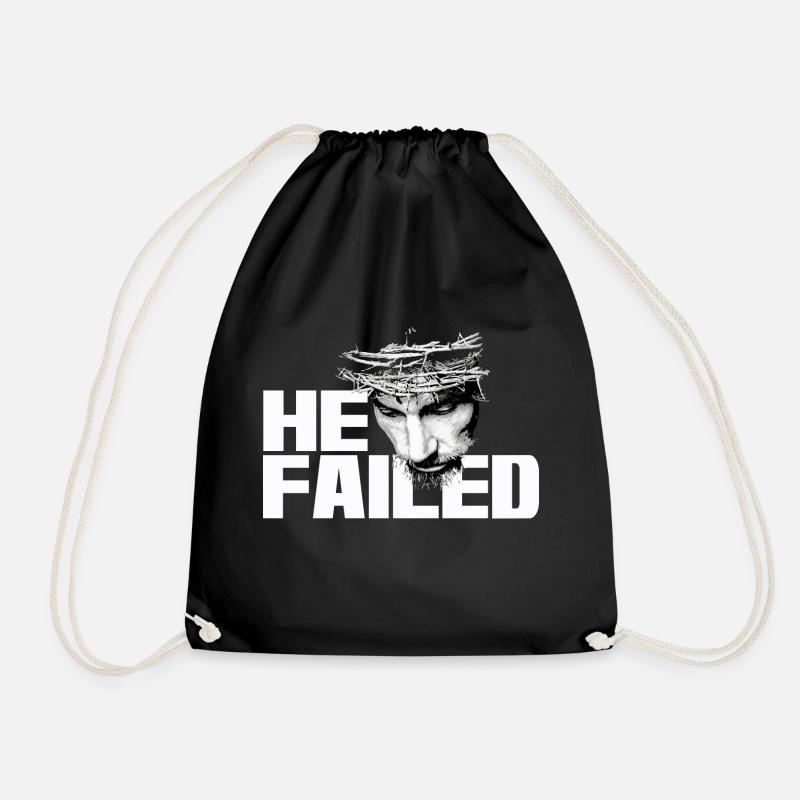 Jesus-Shirt HE FAILED - Turnbeutel - Schwarz
