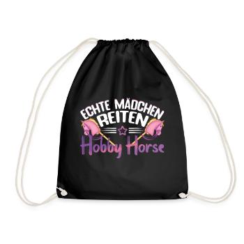 Hobby Horsing Echte Mödchen reiten Hobby Horse - Turnbeutel - Schwarz - Vorne