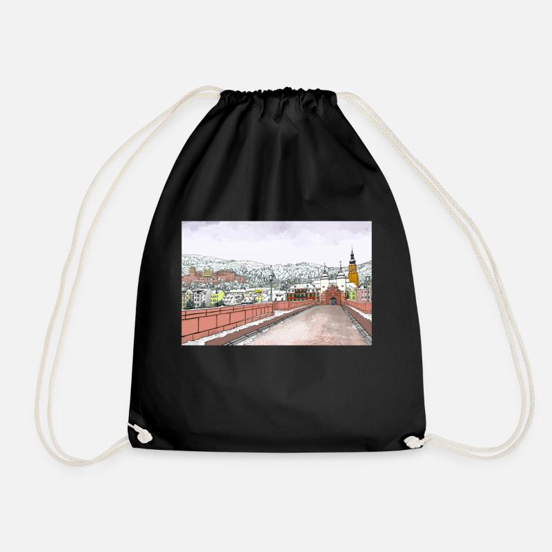 Heidelberg am Neckar, Germany - Drawstring Bag - black