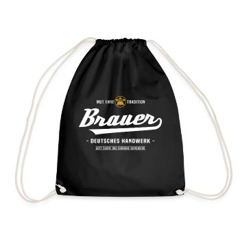 Brauer Mälzer Handwerk Brauerhandwerk Geschenk - Turnbeutel - Schwarz - Vorne
