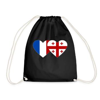 France Georgia Flag Heart - Drawstring Bag - black - Front