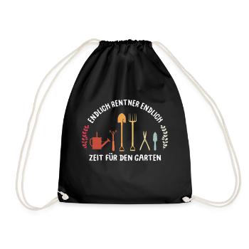 Endlich Rentner! Endlich Zeit Für Den Garten Garte - Turnbeutel - Schwarz - Vorne