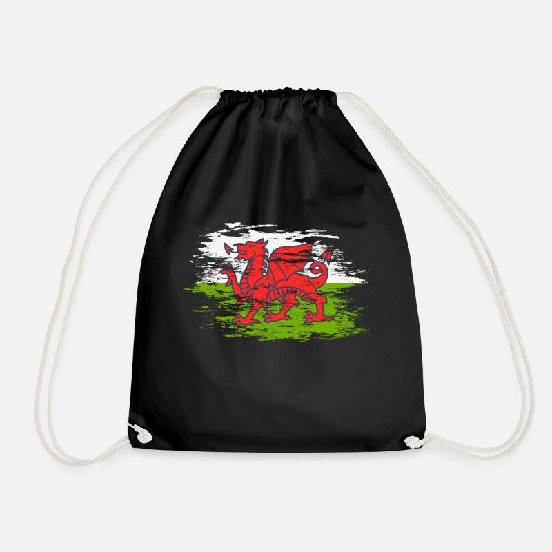 Wales Flagge used - Turnbeutel - Schwarz