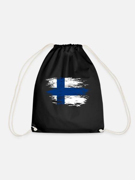 Finnland Flagge used - Turnbeutel - Schwarz