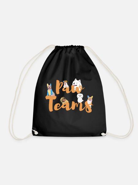 Paw teams, Funny dogs art, dogs lover - Turnbeutel - Schwarz