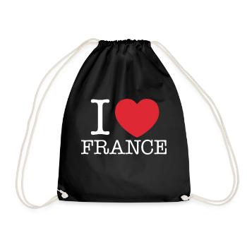 J’aime la France | J’aime français | I Coeur france - Sac de sport léger - noir - Devant