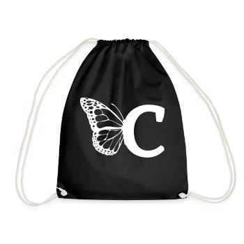 Buchstabe C Schmetterling - Turnbeutel - Schwarz - Vorne