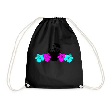 Hibiscus Kokus - Drawstring Bag - black - Front