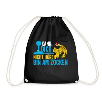 KANN DICH NICHT HÖREN, BIN AM ZOCKEN - Turnbeutel - Schwarz - Vorne