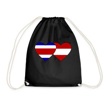 Costa Rica Austria Flag Heart - Drawstring Bag - black - Front