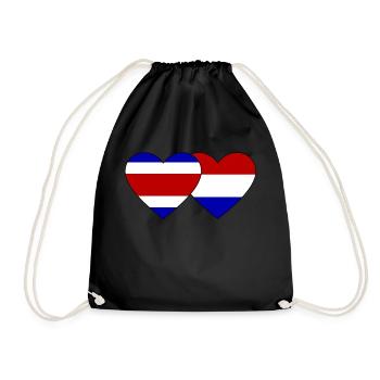 Costa Rica Holland Flag Heart - Drawstring Bag - black - Front