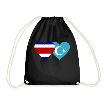 Coeur de drapeau ouïghour du Costa Rica - Sac de sport léger - noir - Devant