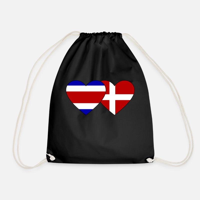 Costa Rica Dänemark Flagge Herz - Turnbeutel - Schwarz
