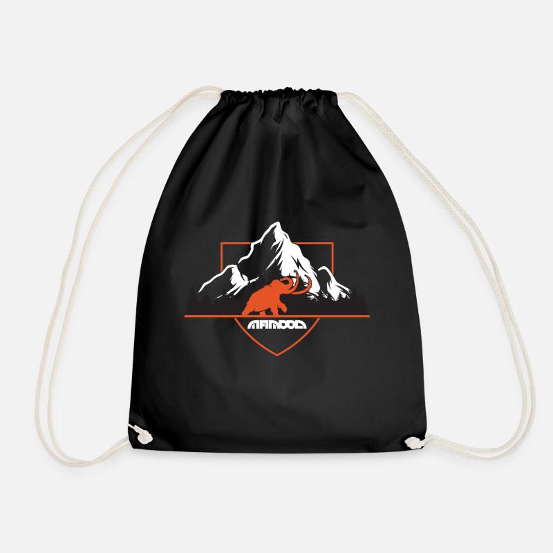 mammut in den bergen wappen schild - Turnbeutel - Schwarz