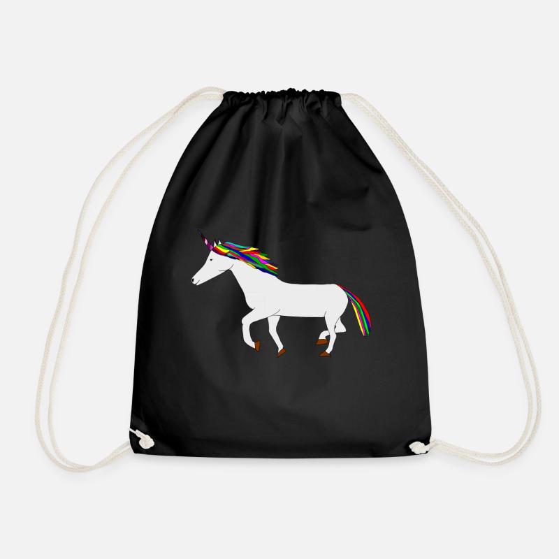 colorful unicorn - Drawstring Bag - black