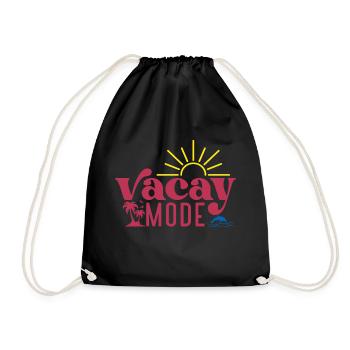 Vacay Mode, Urlaub Sommer Sonne Strand Meer Baden - Turnbeutel - Schwarz - Vorne