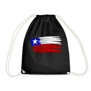 Chile flag painted painted - Drawstring Bag - black - Front