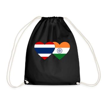 Thailand Indien Flagge Herz - Turnbeutel - Schwarz - Vorne
