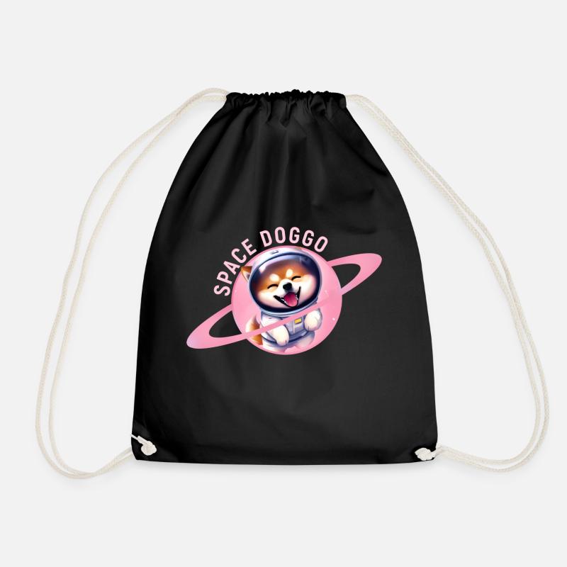 Happy Space Doggo - Süße Gestaltung - Turnbeutel - Schwarz