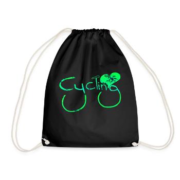 cyclist cycling bmx bike sport mountain biking hobby - Drawstring Bag - black - Front