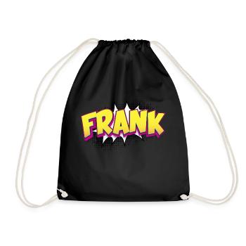 Frank Custom Name Comic Book Style Pop Art, Frank - Drawstring Bag - black - Front