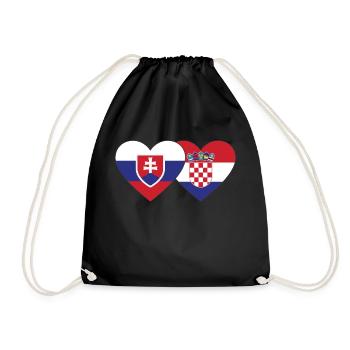 Slovakia Croatia Flag Heart - Drawstring Bag - black - Front