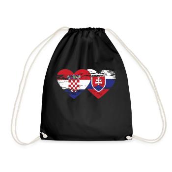 Kroatien Slowakei Flagge Herz used - Turnbeutel - Schwarz - Vorne