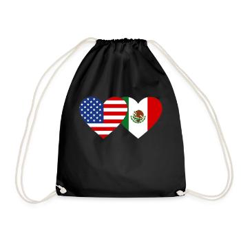 USA Meksiko Flag Heart - Drawstring Bag - black - Front