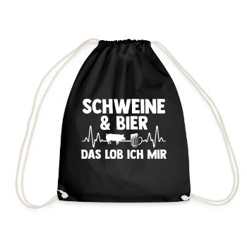 Ferkel Landwirt Bauer Bauernhof Bier Schweine - Turnbeutel - Schwarz - Vorne