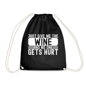Funny Drinking Just Give Me The Wine - Drawstring Bag - black - Front