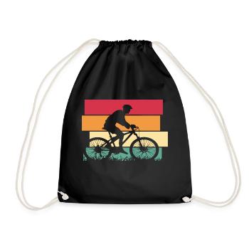 Bicycle Mountain Bike Retro - Drawstring Bag - black - Front