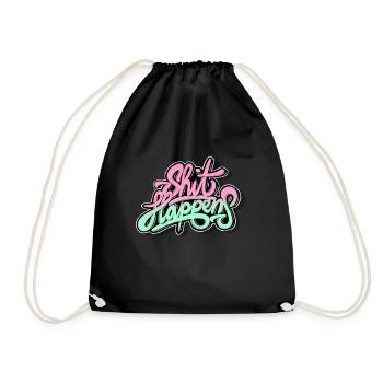 Shit Happens Lettering Typography Graffiti Illu - Drawstring Bag - black - Front