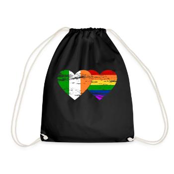 Irland Regenbogen Flagge used - Turnbeutel - Schwarz - Vorne