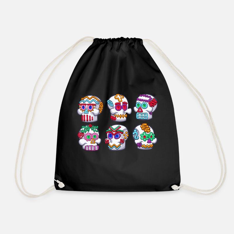Sugar Skulls - Drawstring Bag - black