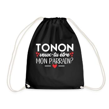 Tonton Veux-tu être Mon Parrain Futur Parrain - Sac de sport léger - noir - Devant