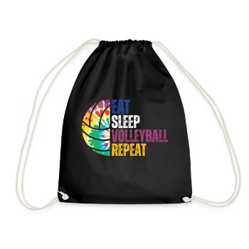 EAT SLEEP VOLLEYBALL REPEAT Tie Dye GIRLS BOYS - Sac de sport léger - noir - Devant