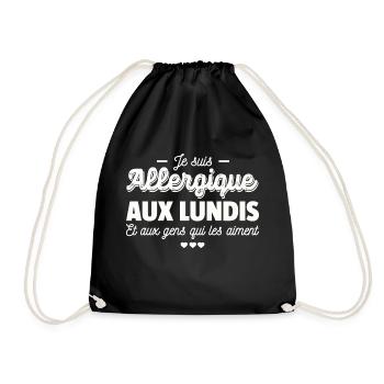 Je suis allergique aux lundis / humour de bureau - Sac de sport léger - noir - Devant
