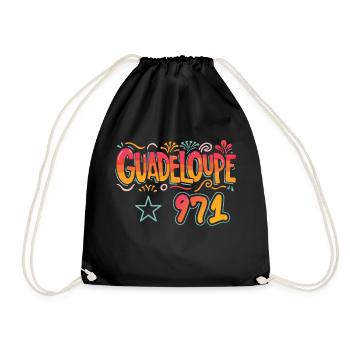 Guadeloupe 971 - idee cadeau design Guadeloupéen - Sac de sport léger - noir - Devant