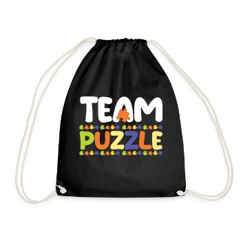 Puzzle fan puzzler puzzle pieces puzzle - Drawstring Bag - black - Front