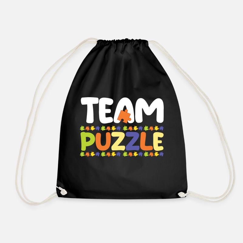 Puzzlefan Puzzler Puzzleteile Puzzle - Turnbeutel - Schwarz