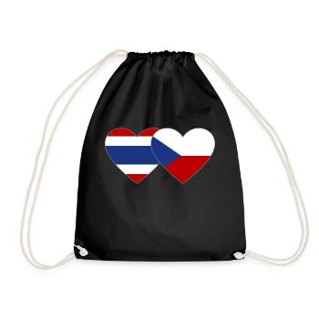 Thailand Tschechien Flagge Herz - Turnbeutel - Schwarz - Vorne